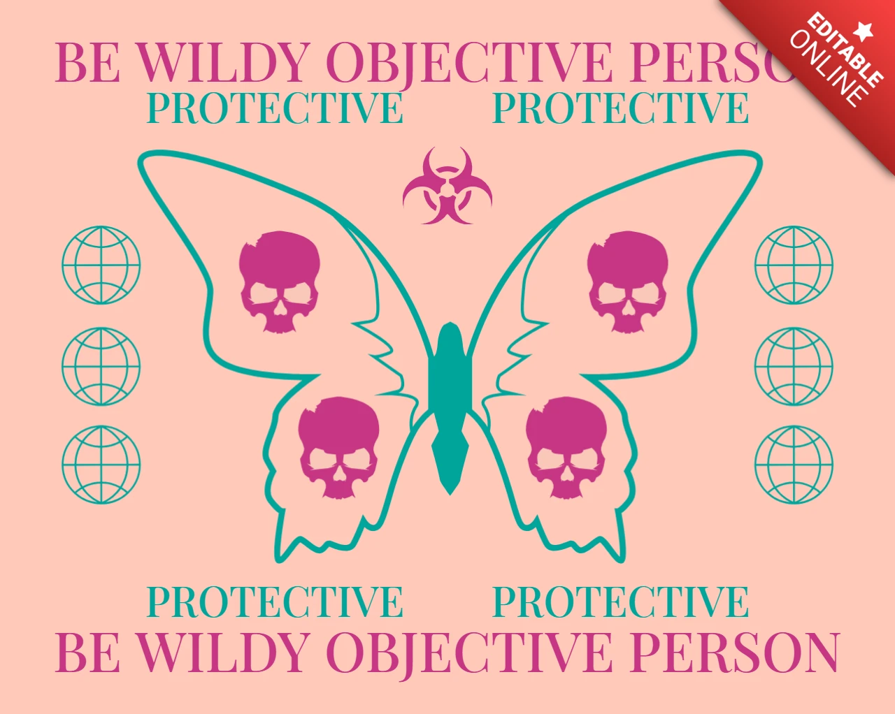 Artistic Butterfly Skull Design Template for T-Shirt Printing
