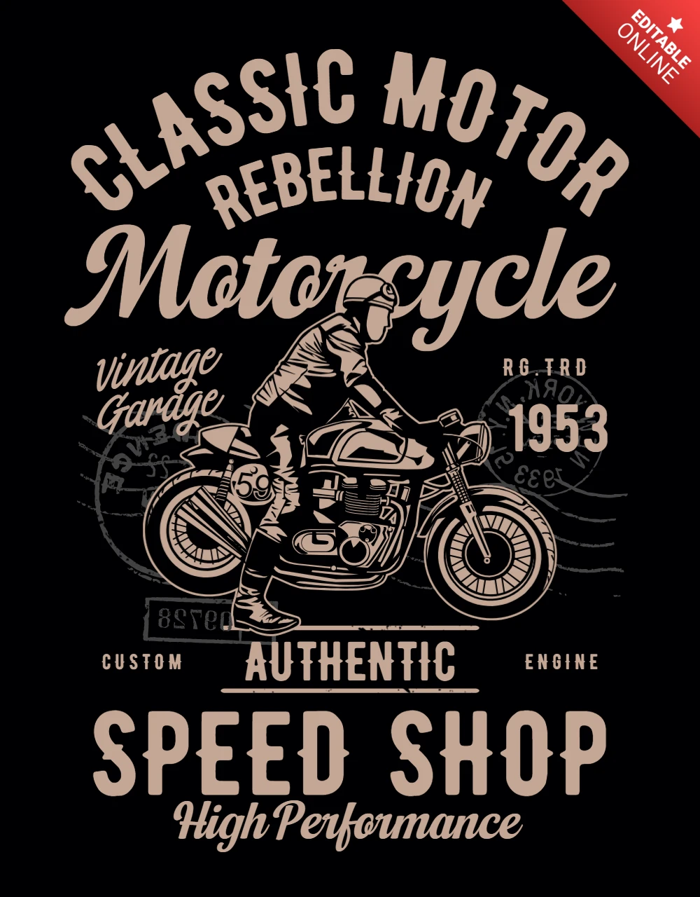 Classic Motor Rebellion T-Shirt Design Template