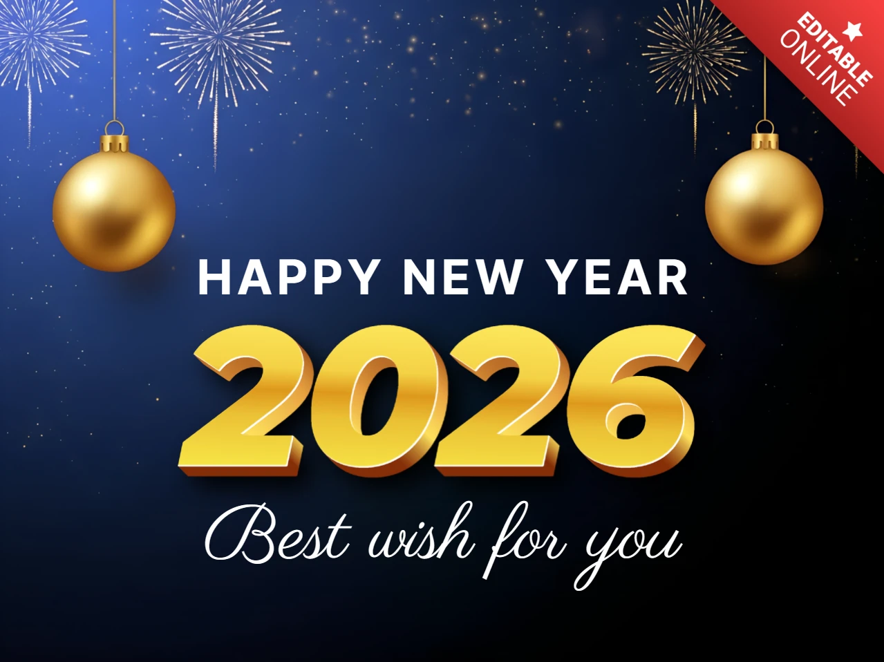 新年のお祝いテンプレート、金の装飾と祝祭的なデザインのグリーティングカード用