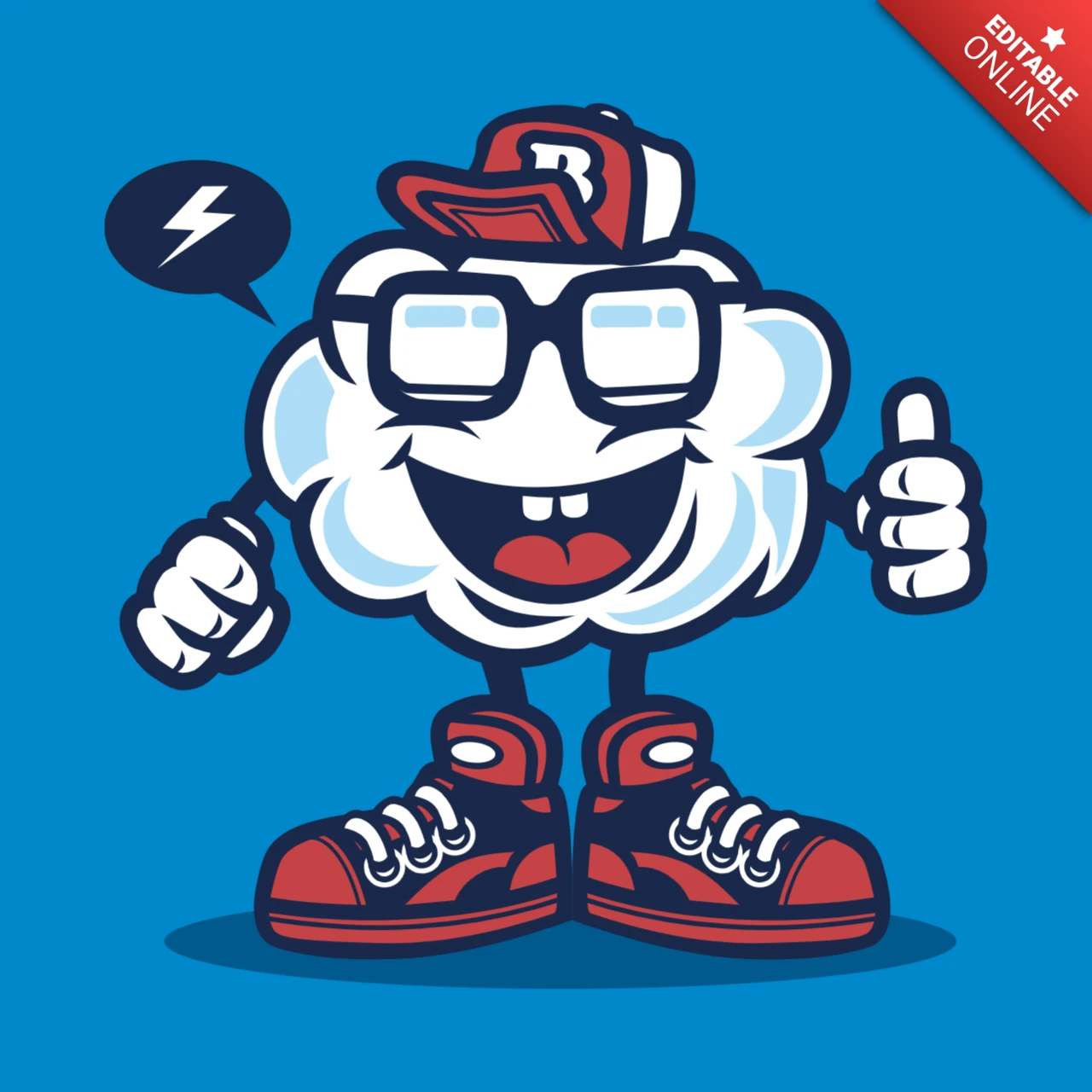 Funky Cloud Cartoon Character T-Shirt Design Template