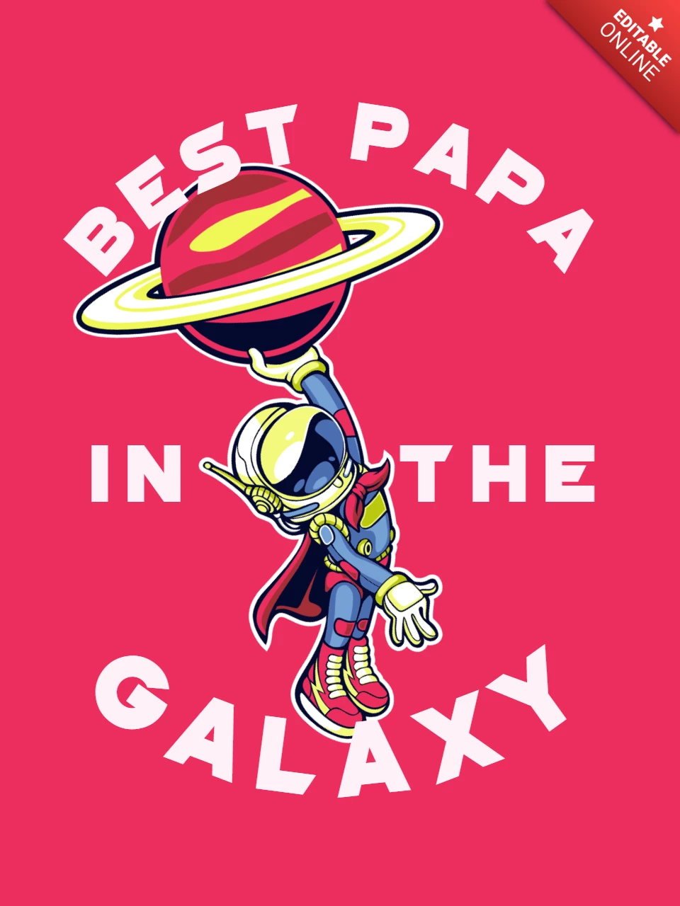 Best Papa In The Galaxy With Astronaut T-shirt Design Template