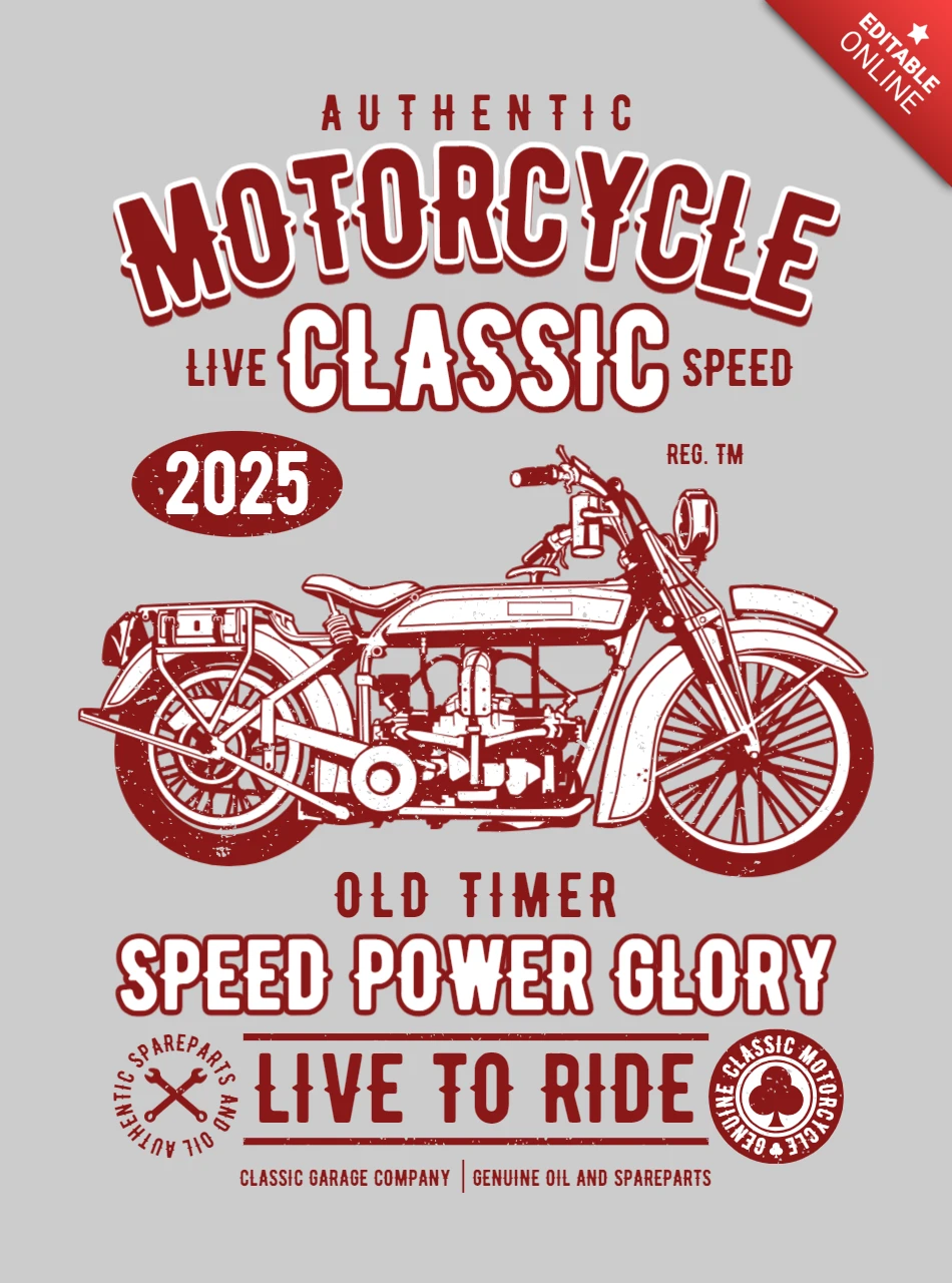 Modello di design per maglietta classica da motociclista