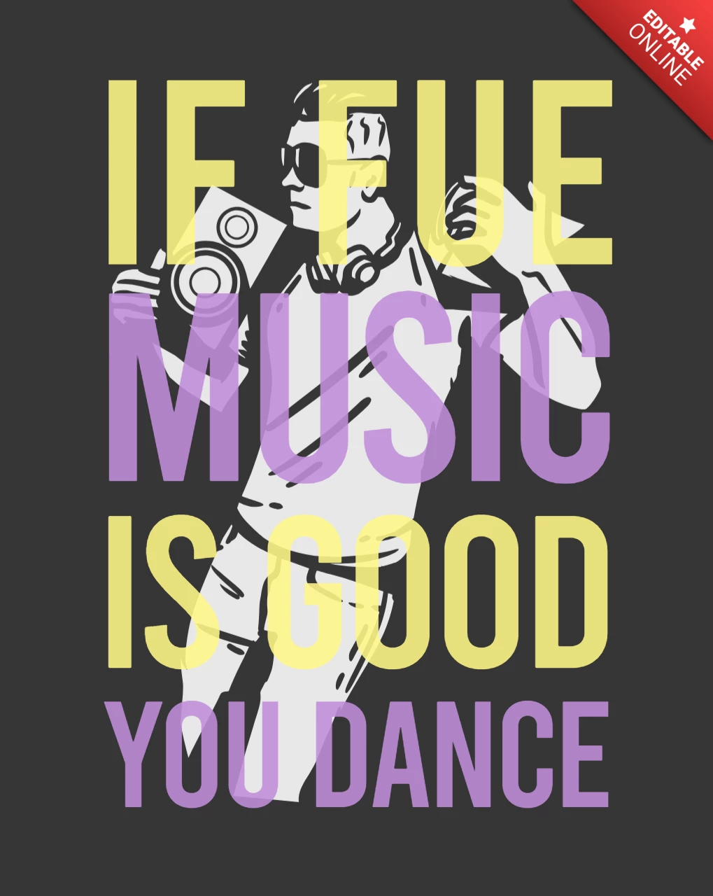 Hombre bailando plantilla de diseño de camiseta vintage de altavoz prestado