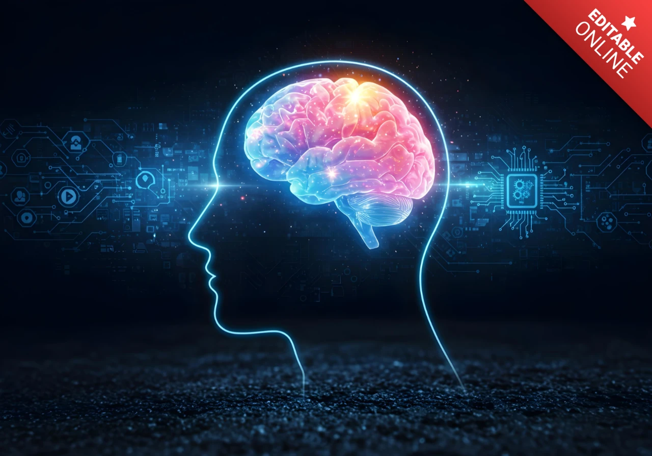 Plantilla de diseño de tecnología cerebral futurista para proyectos de ai e innovación