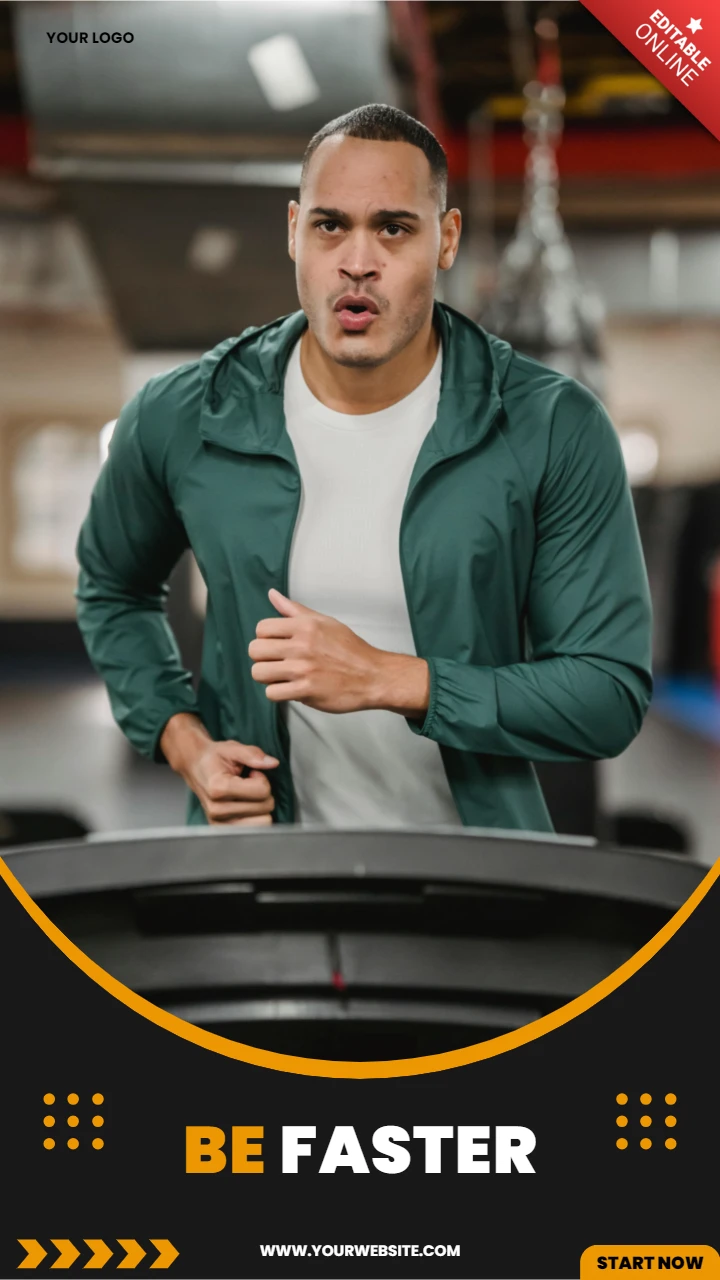 Mann läuft Fitnessstudio Anzeige Instagram Geschichte Post Design Vorlage