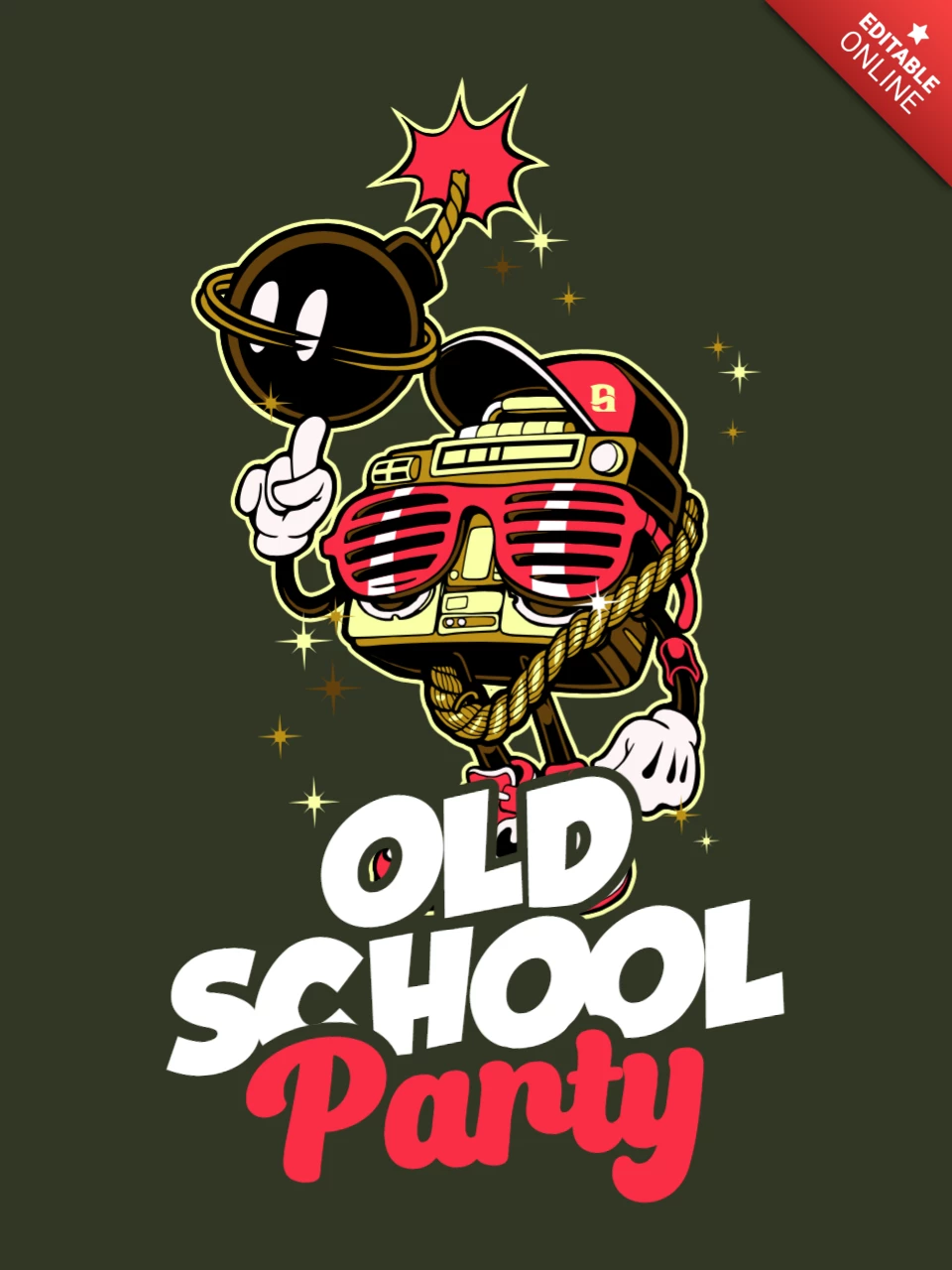 Old School Music Party T-shirt Design Template