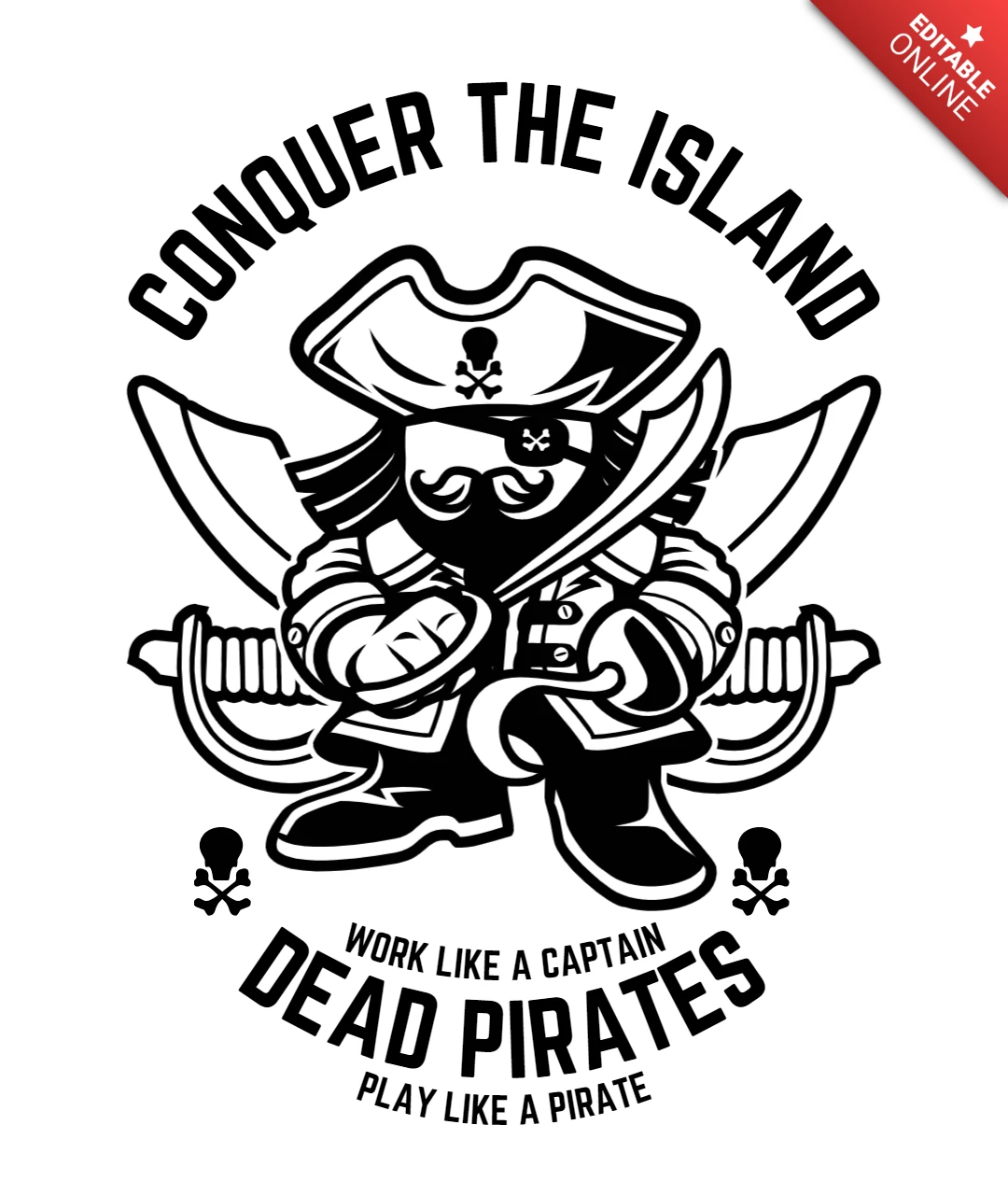 Dead Pirates T-Shirt Design Template
