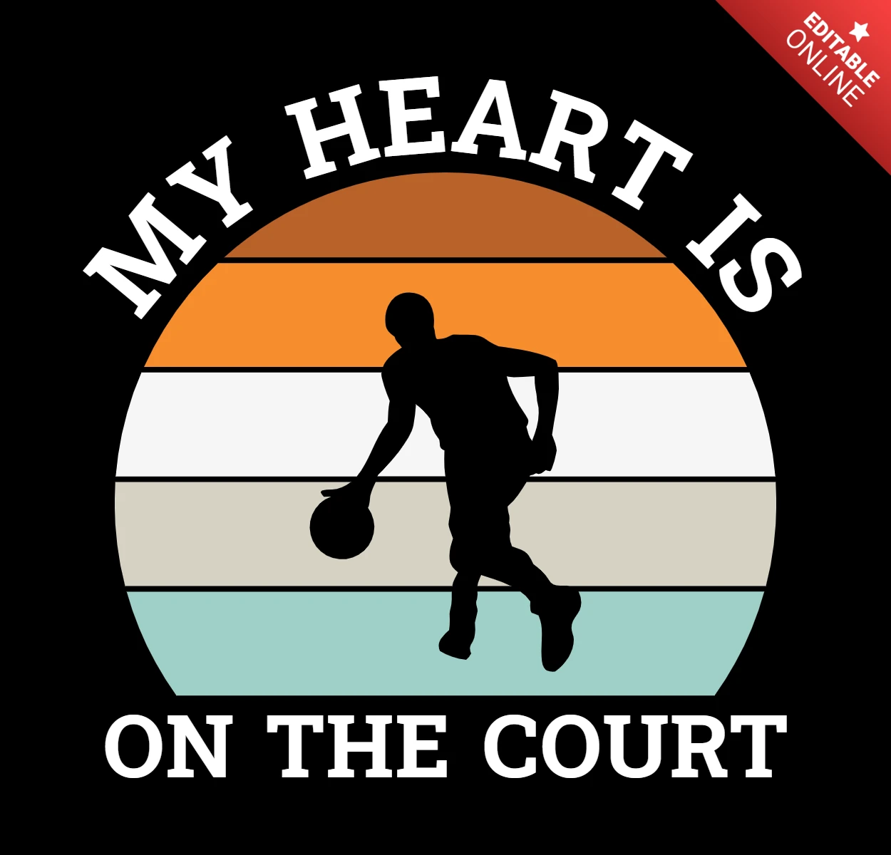 My Heart Is On The Court Basketball T-shirt Design Template