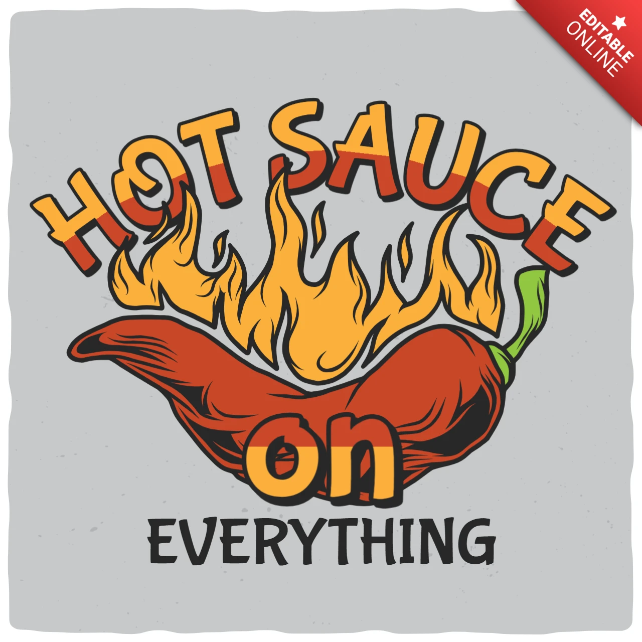 Modelo de design de camiseta com molho picante em tudo que é pimenta