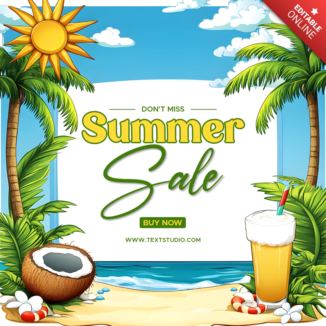 Modèle de conception de vente d'été pour les promotions tropicales