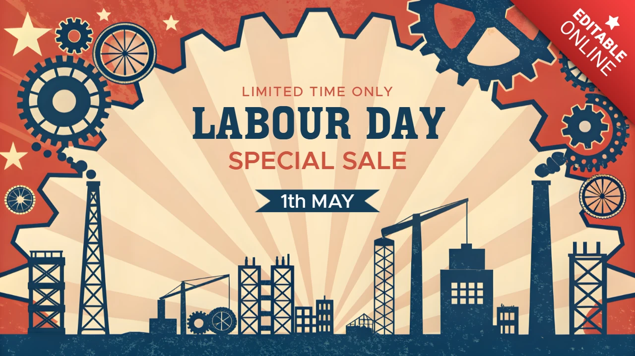Vintage Industrial Design Template for Labour Day Special Sale