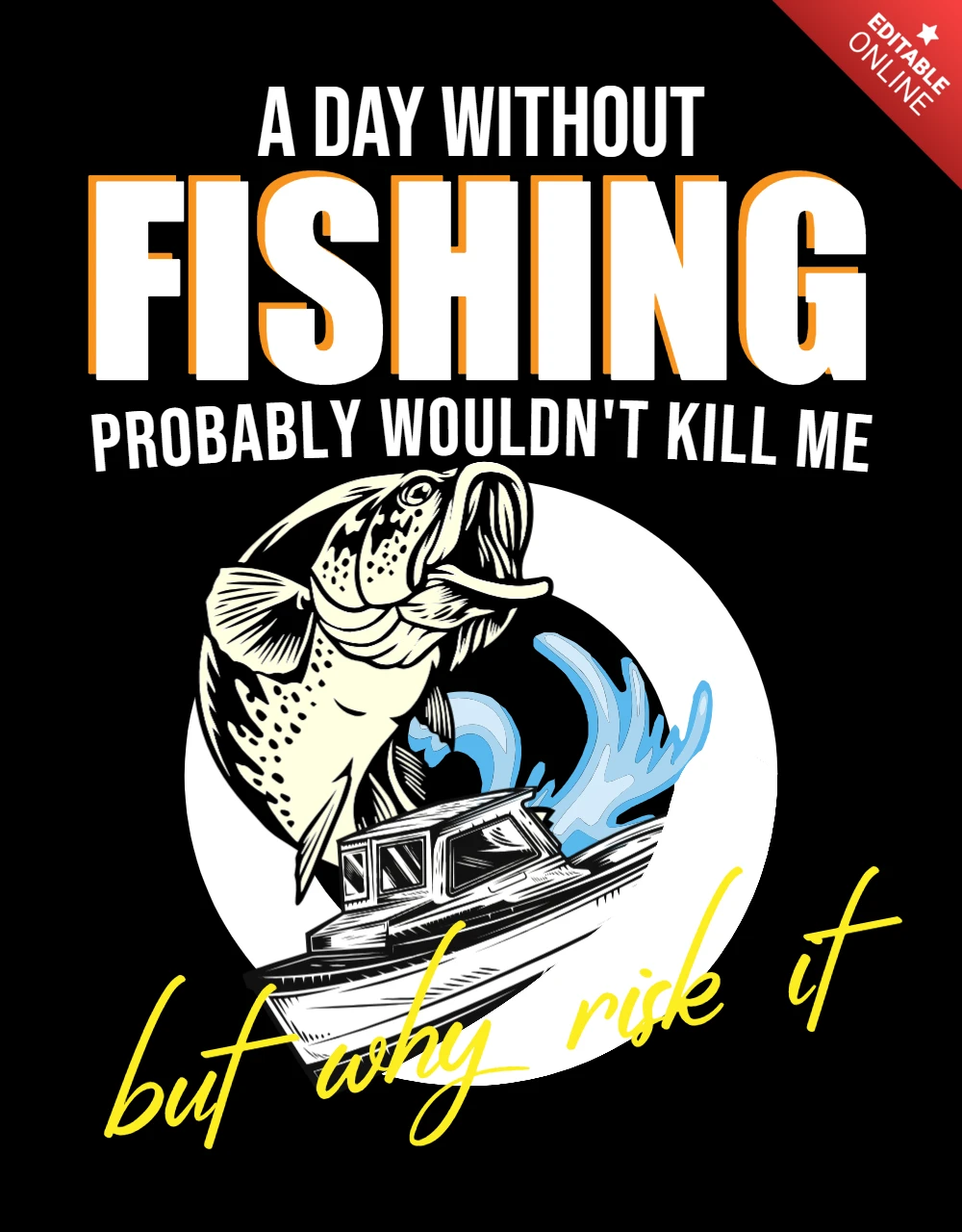 Modelo de design de camiseta de um dia sem pesca