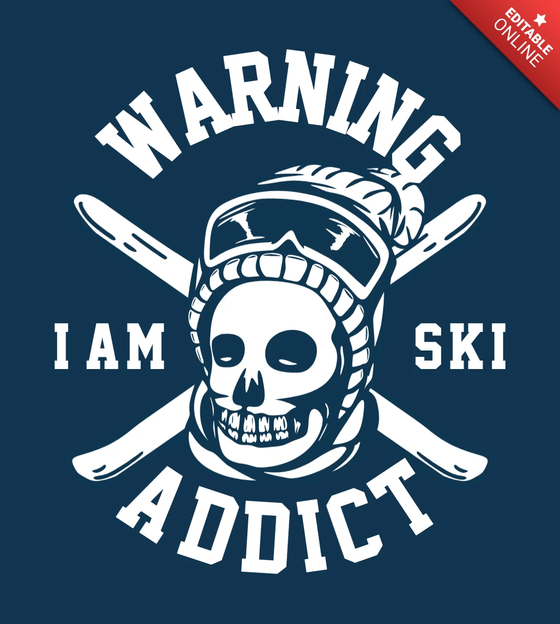 Soy adicto al esquí con calavera vintage plantilla de diseño de camiseta