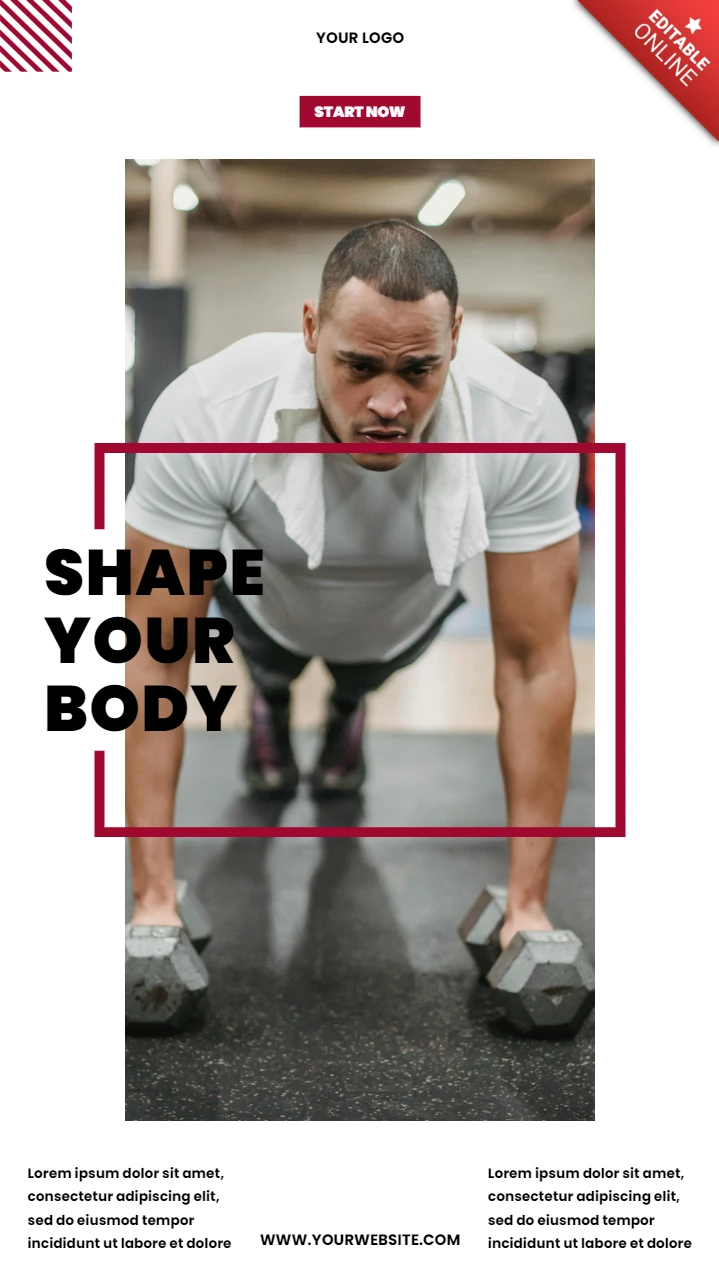 Shape your body gym instagram story post design template