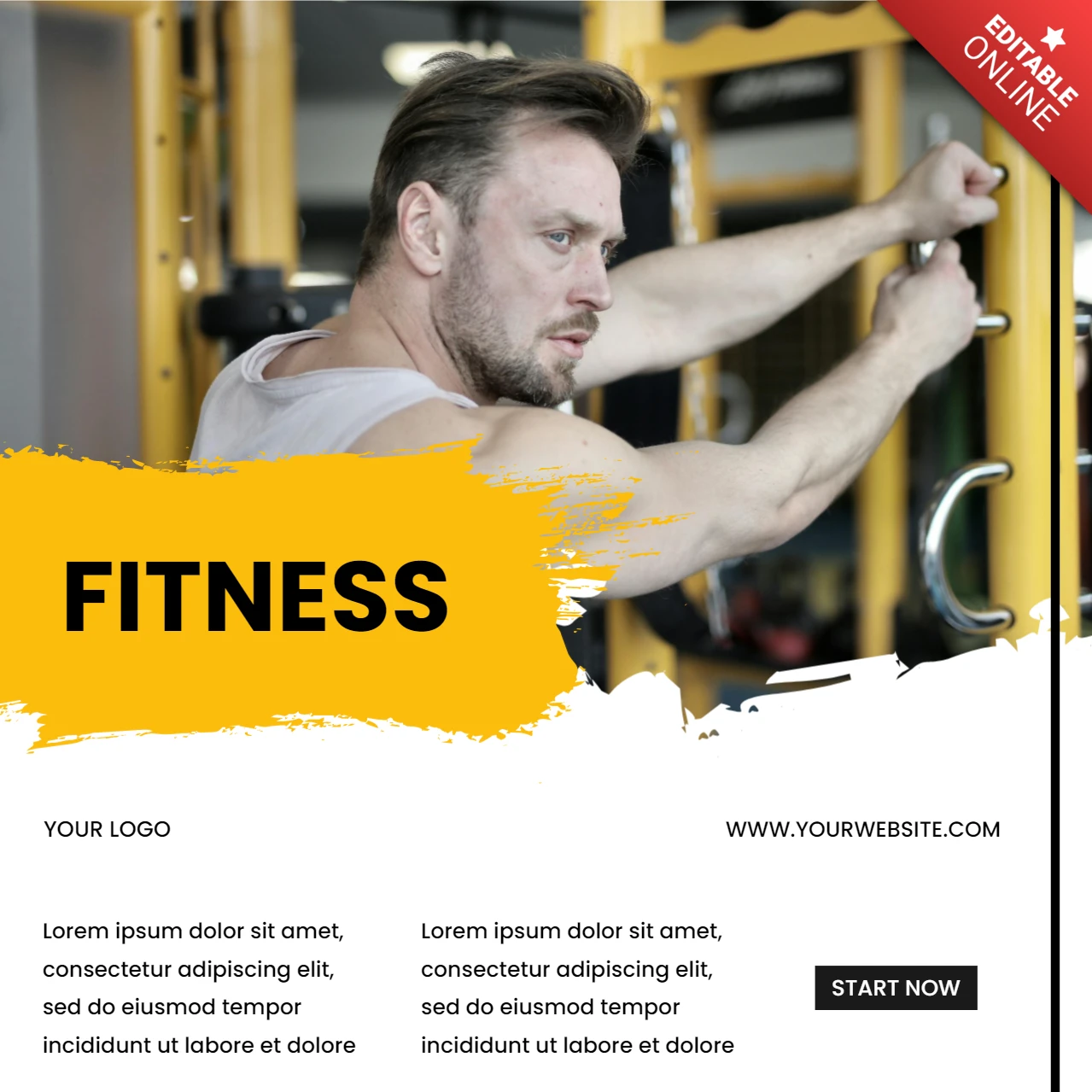 Fitness Gym Advertisement Social Media Post Design Template