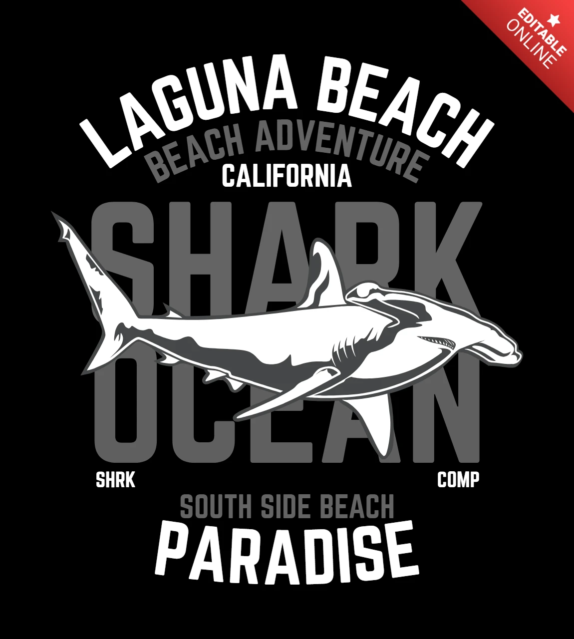 Shark Beach Adventure T-shirt Design Template