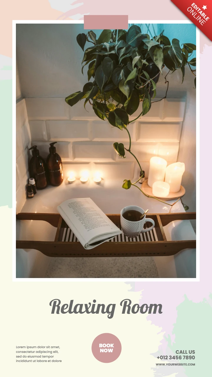 Modèle de conception d'histoire Instagram de publicité spa pastel