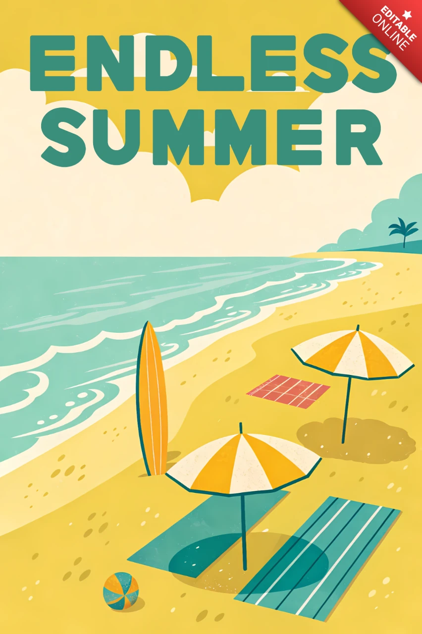 Template de design de verão sem fim para pôsteres retro e merchandising
