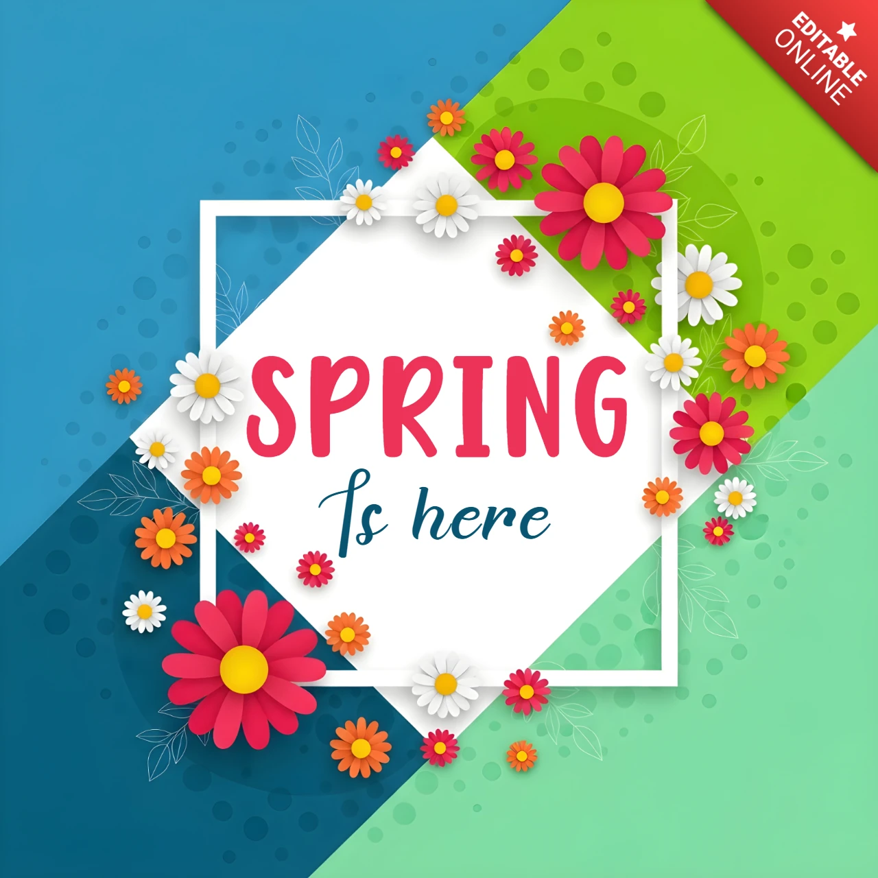 Plantilla de diseño floral de primavera para tarjetas de felicitación