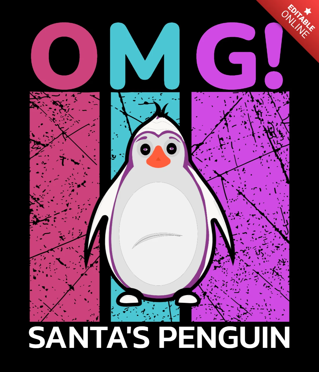 OMG! Santa's Penguin Fun Design Template – Colorful Cartoon Style