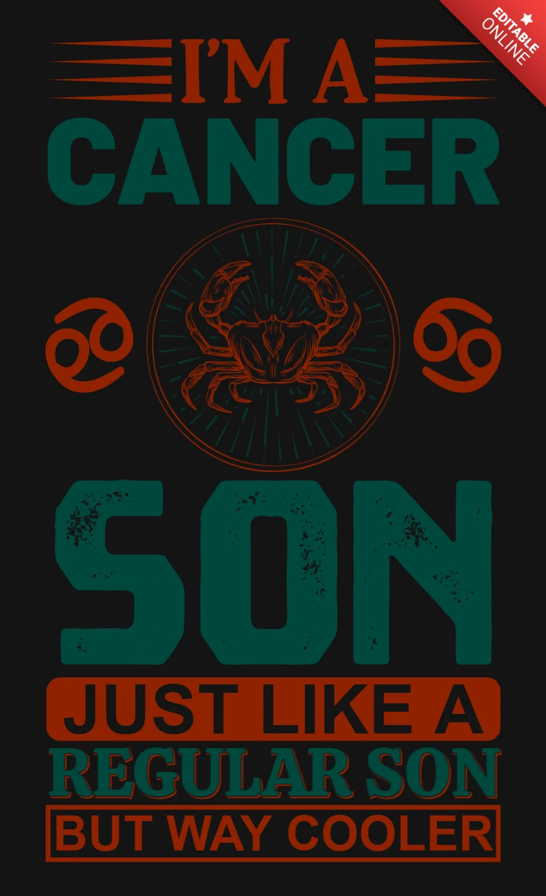 Cool Cancer Son Design Template: Fun Zodiac Graphic for Custom T-Shirts