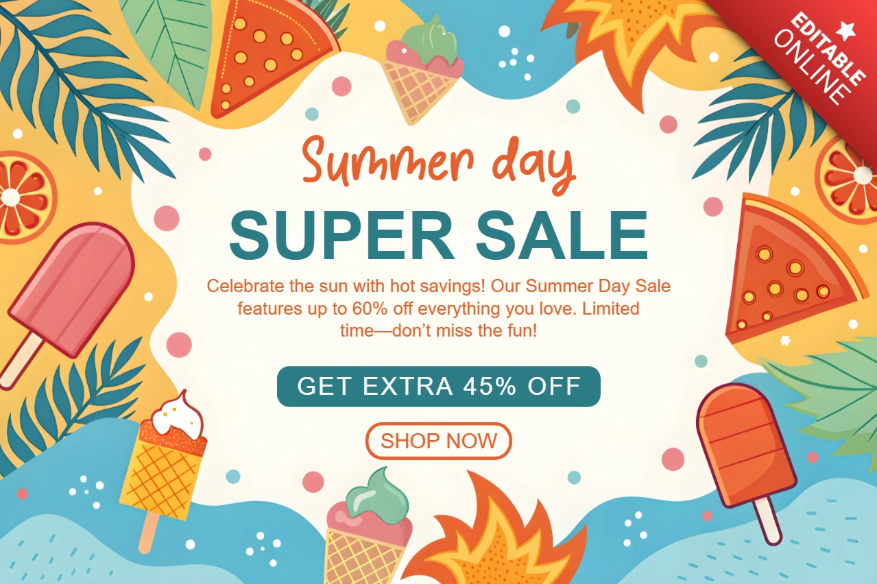 Modèle de design de vente estivale colorée pour des campagnes promotionnelles