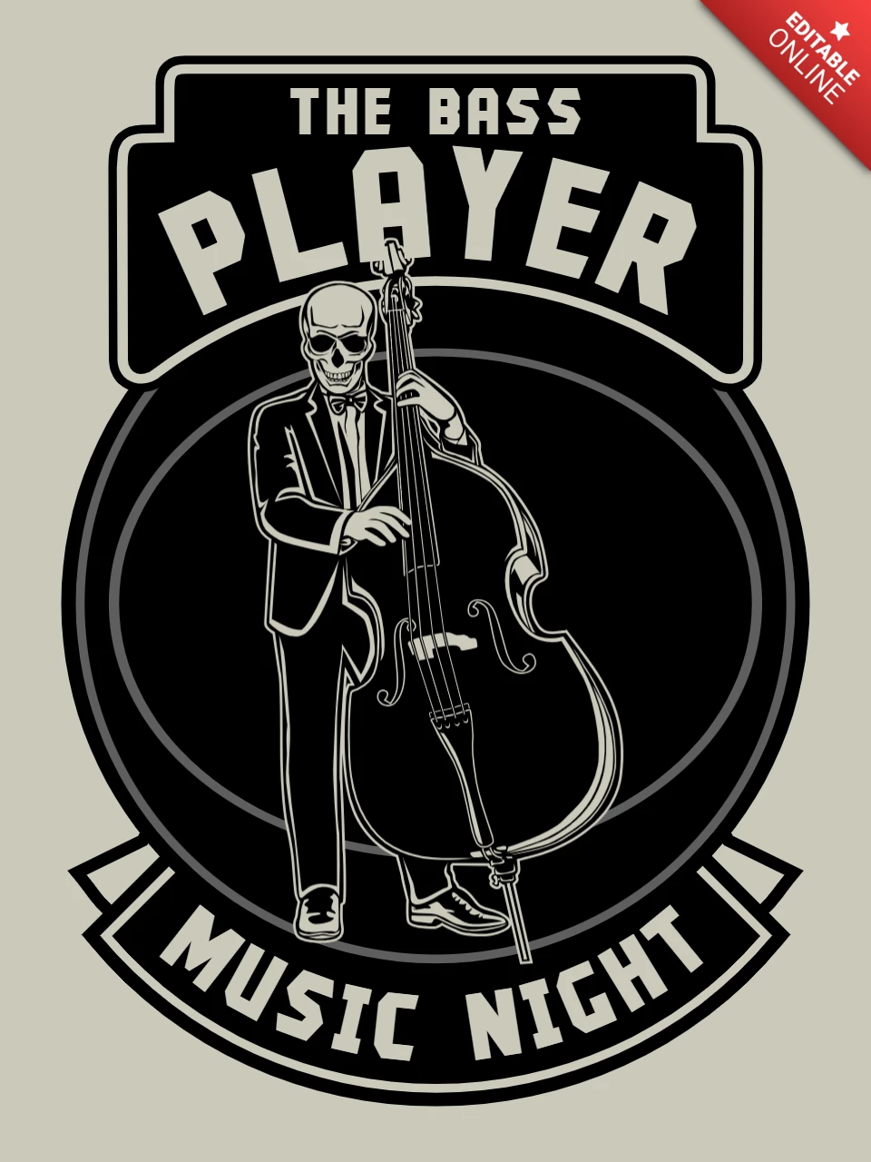 Bass Player Character T-Shirt Design Template