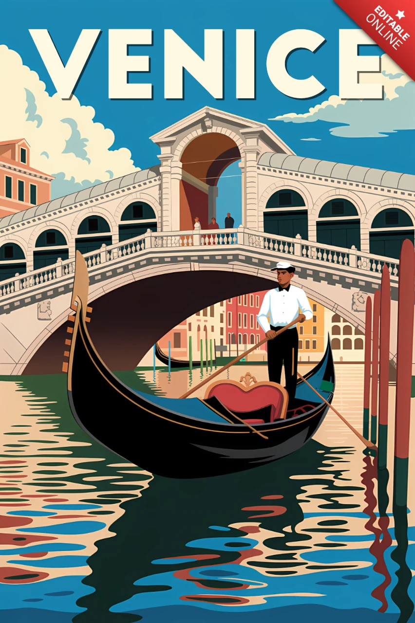 Venedig Retro-Illustration Vorlage für Reiseposter