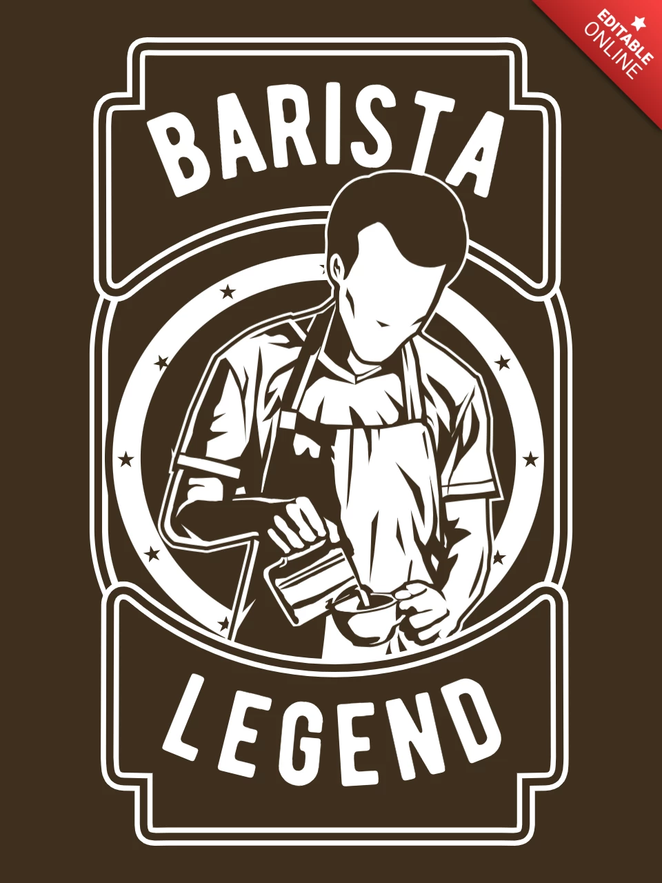 Barista Legend Character T-Shirt Design Template
