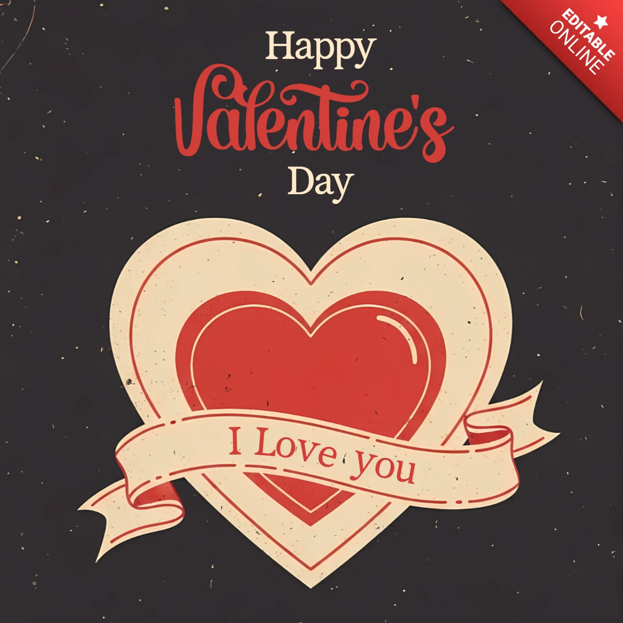 Valentinstag Herzdesign-Vorlage für Retro-Glückskarten