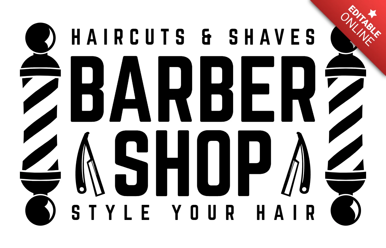 Modelo de design de logotipo de barbearia preto