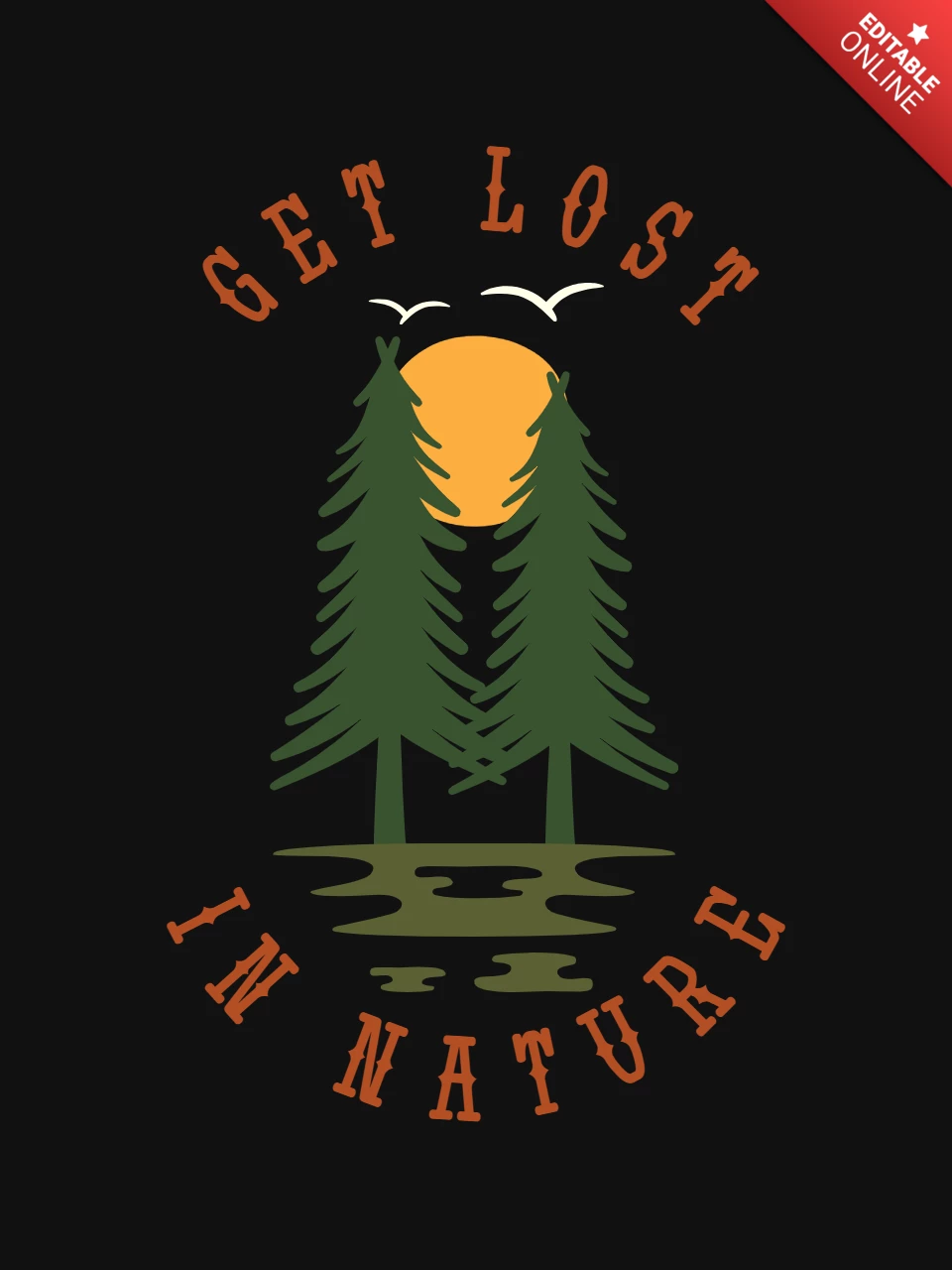 Piérdete en la naturaleza diseño de plantilla de camiseta