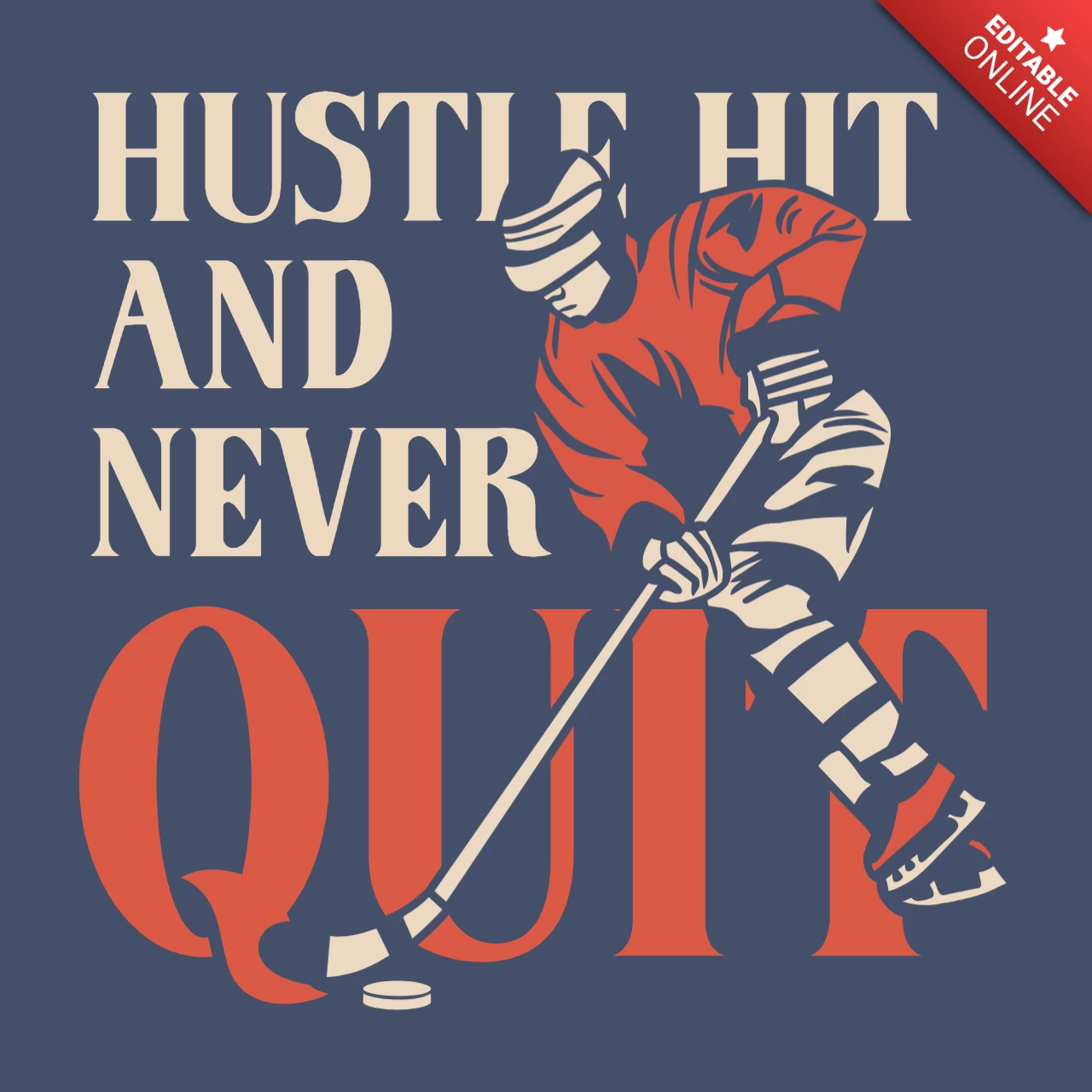 Hockey Player Vintage Poster Design Template