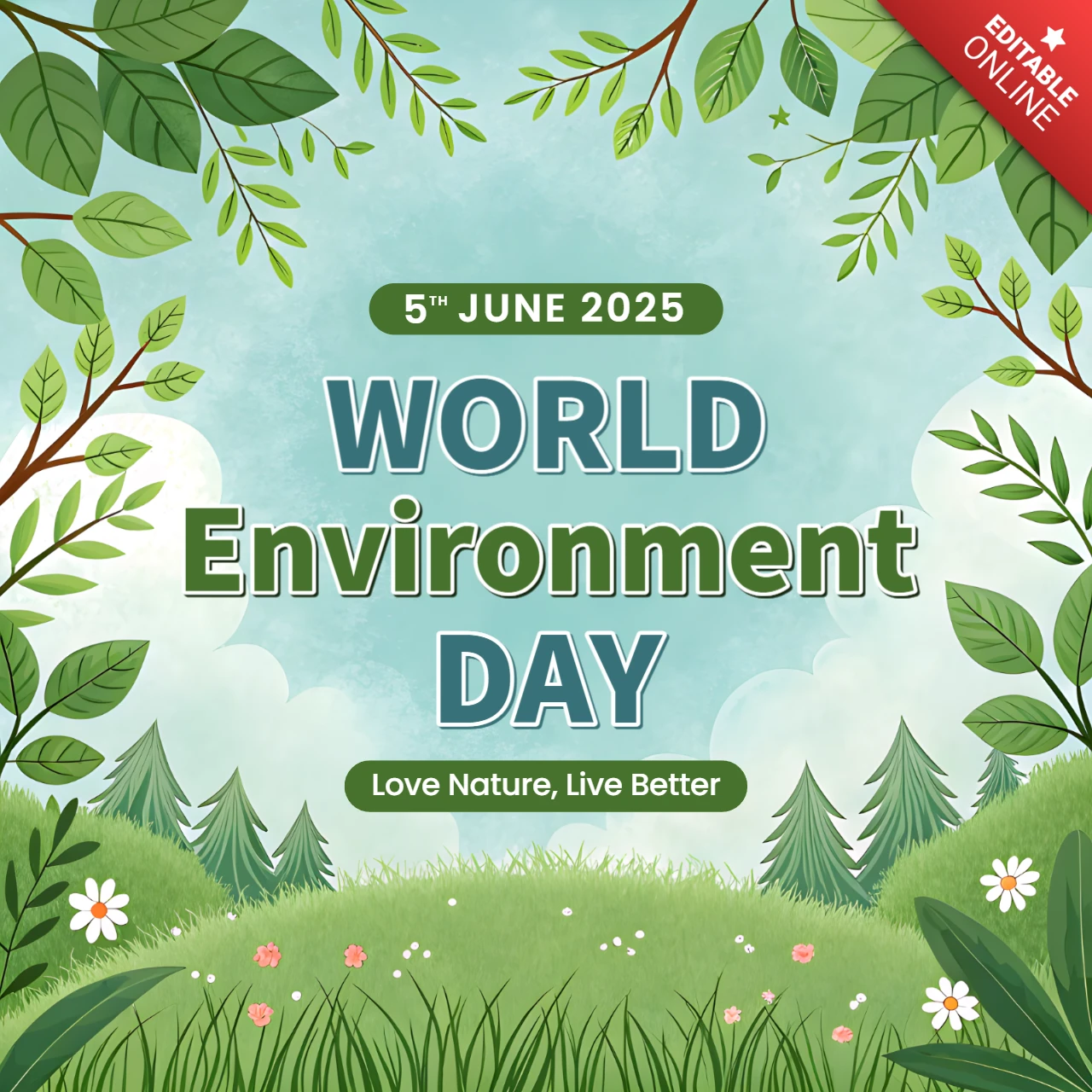 Meadow on the Forest Edge Editable Template for World Environment Day Design