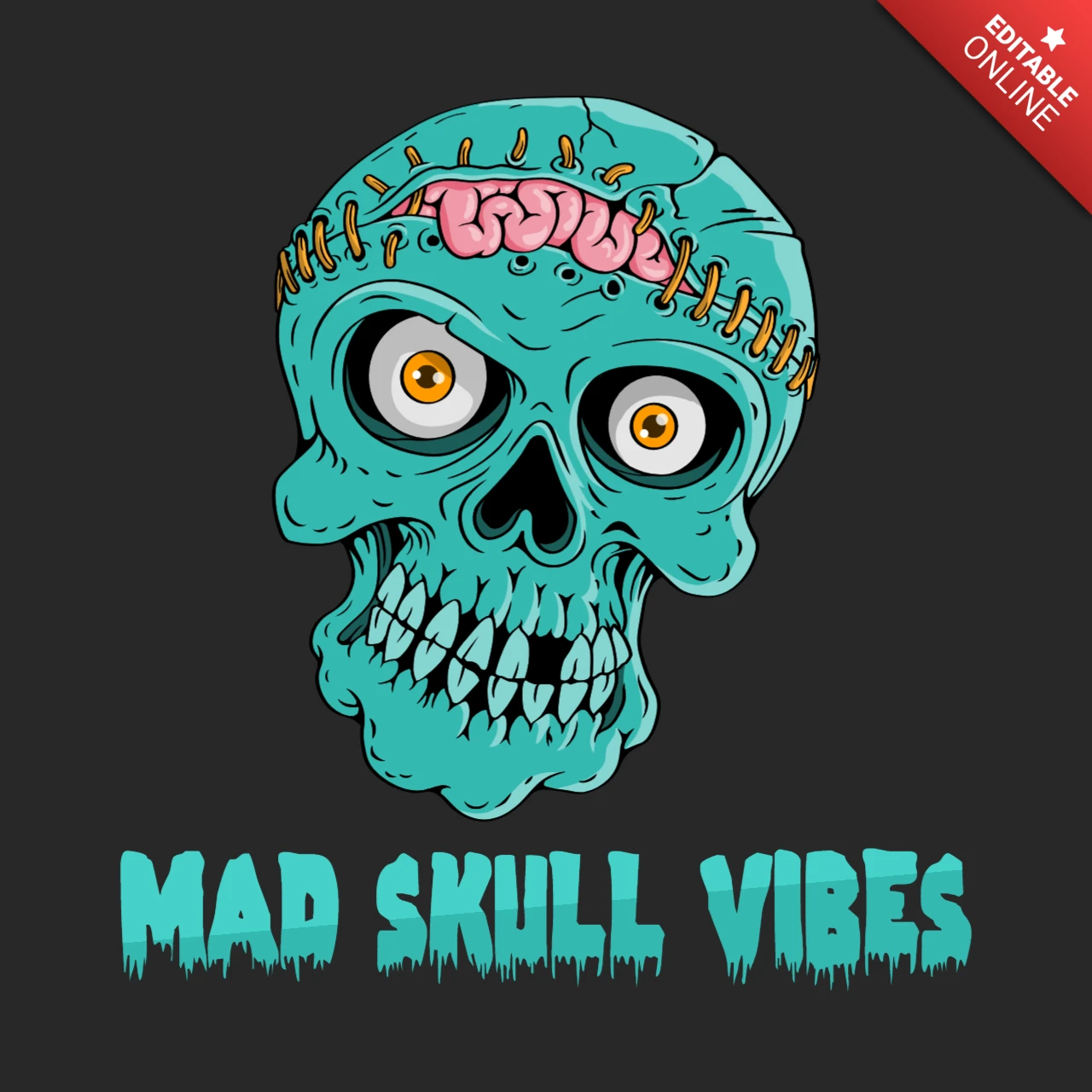 Mad Skull Vibes Design Template for Halloween Merchandise