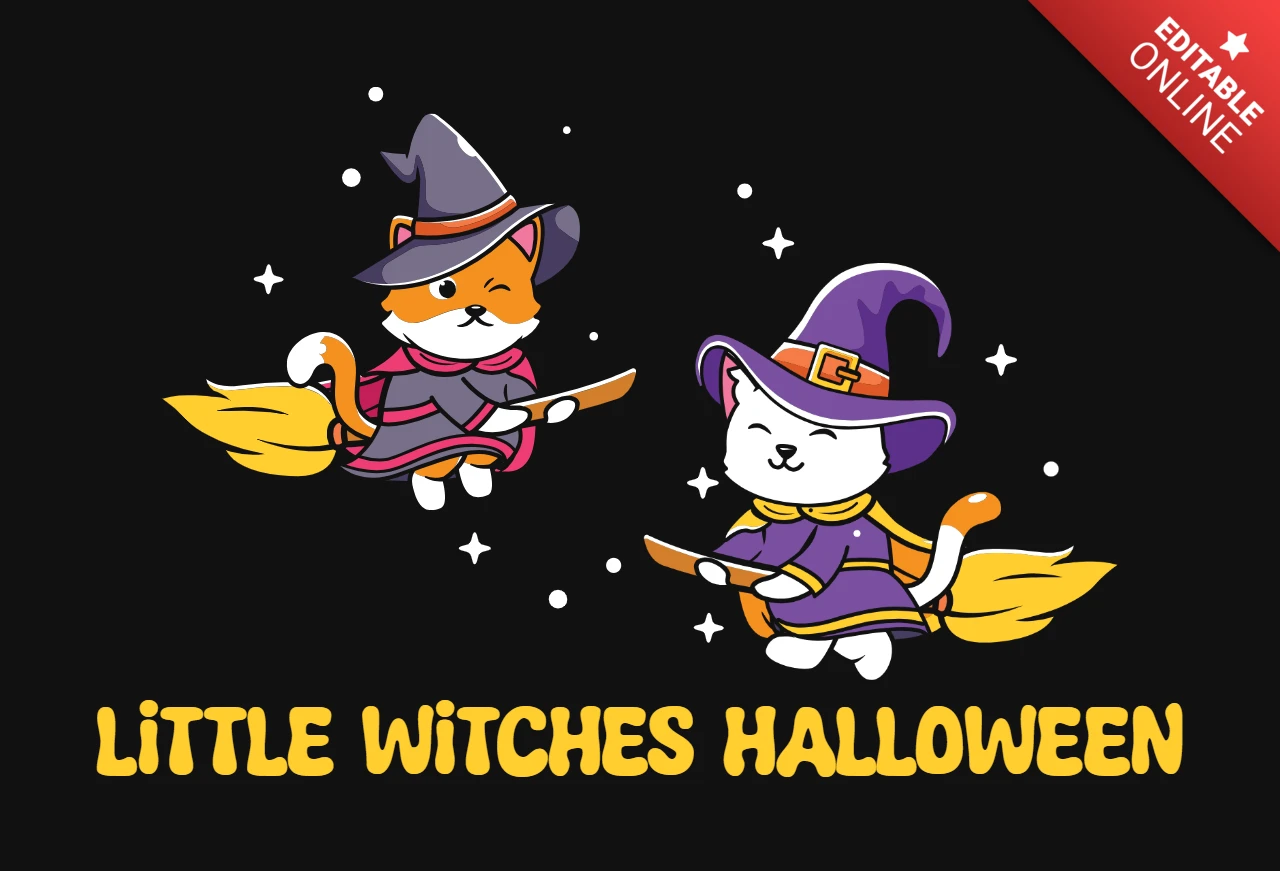 Divertidas brujitas kawaii diseño de camiseta de halloween