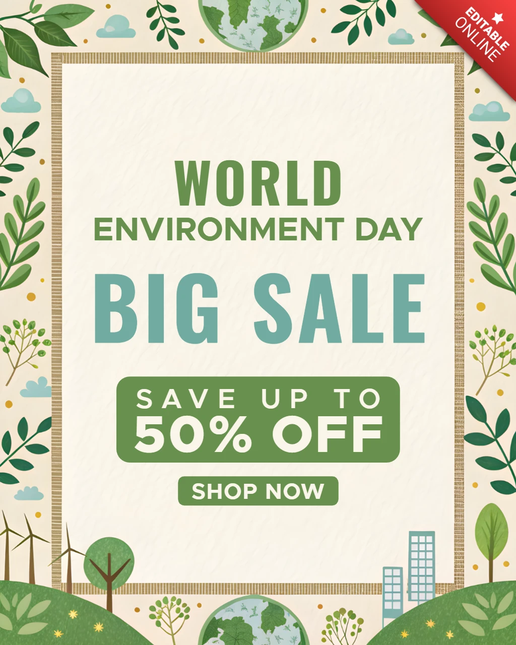 Childish World Environment Day Sale Template – Nature-Inspired Design
