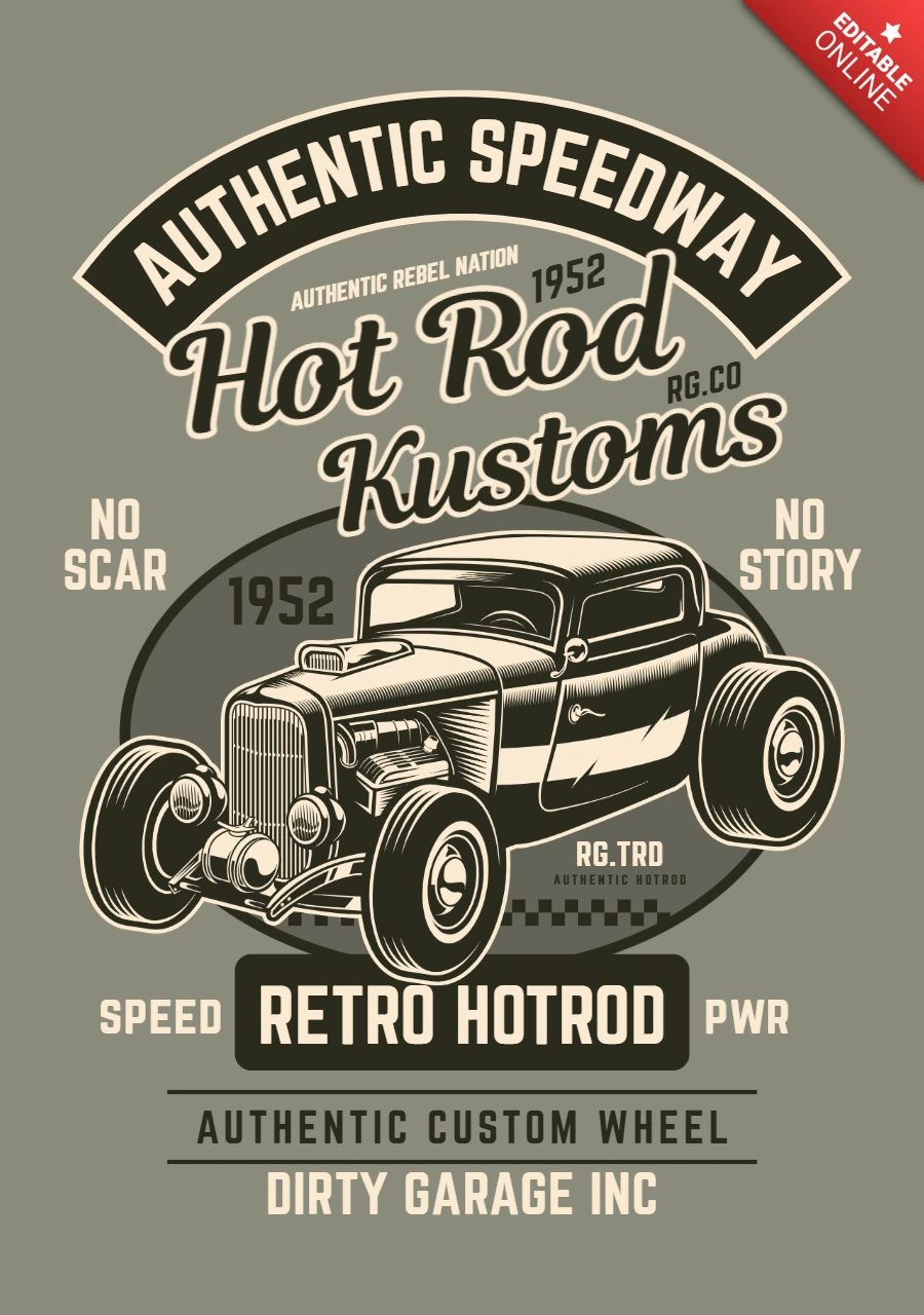 Modèle de t-shirt pour voiture Hot Rod Kustoms