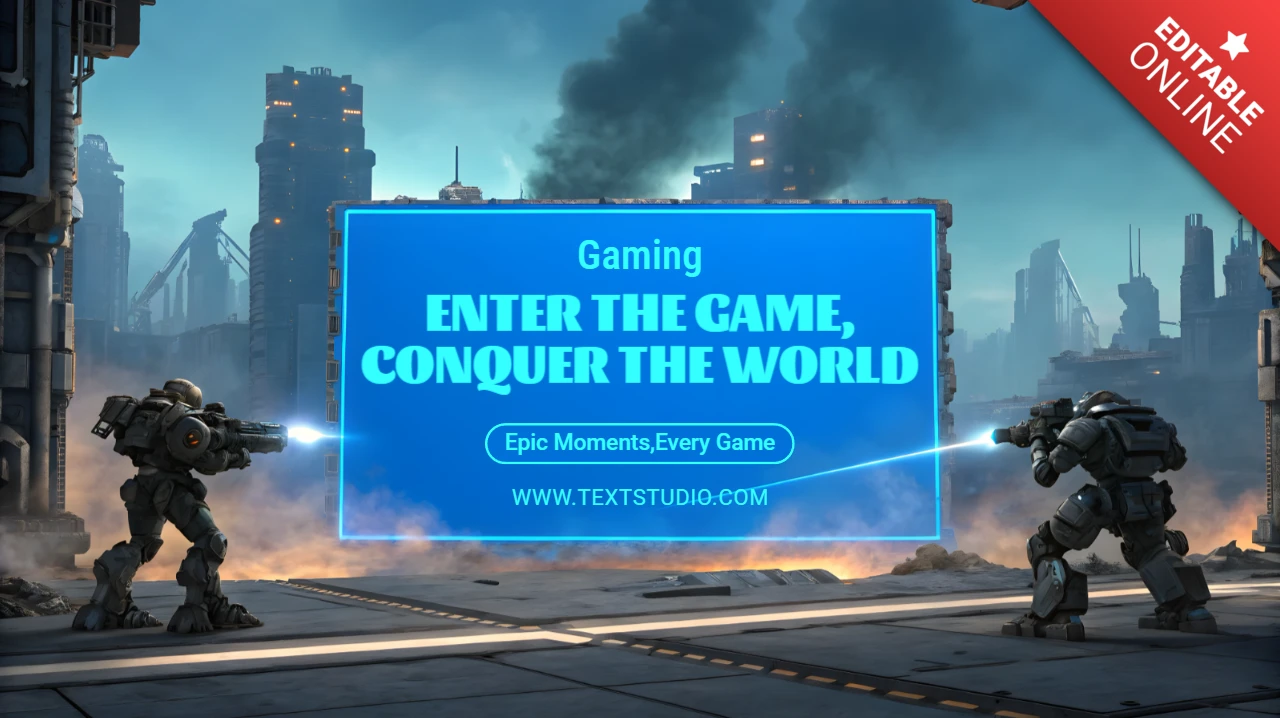 Futuristic Gaming Design Template with Robots and Dynamic Action