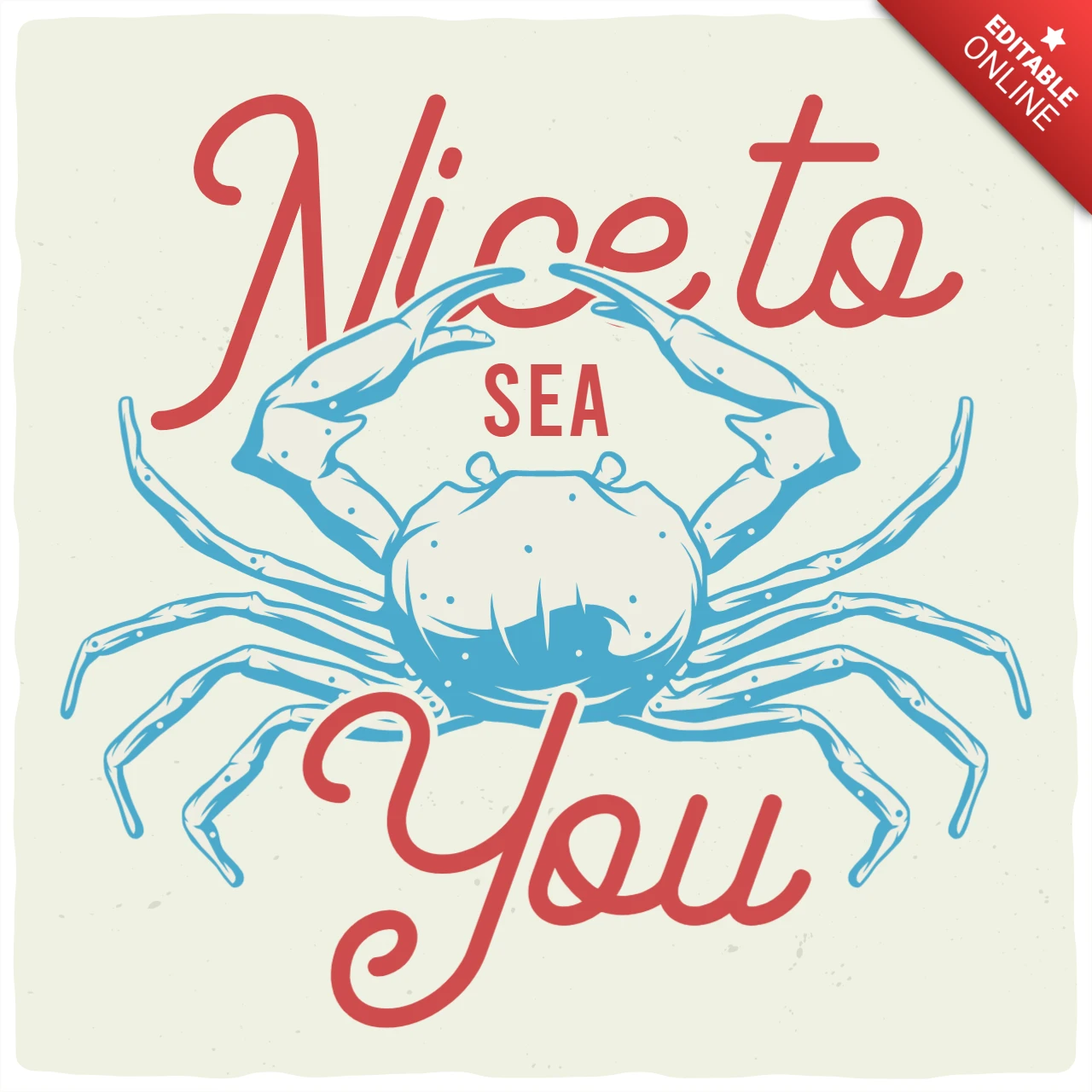 Handgetekende krab t-shirt ontwerpsjabloon