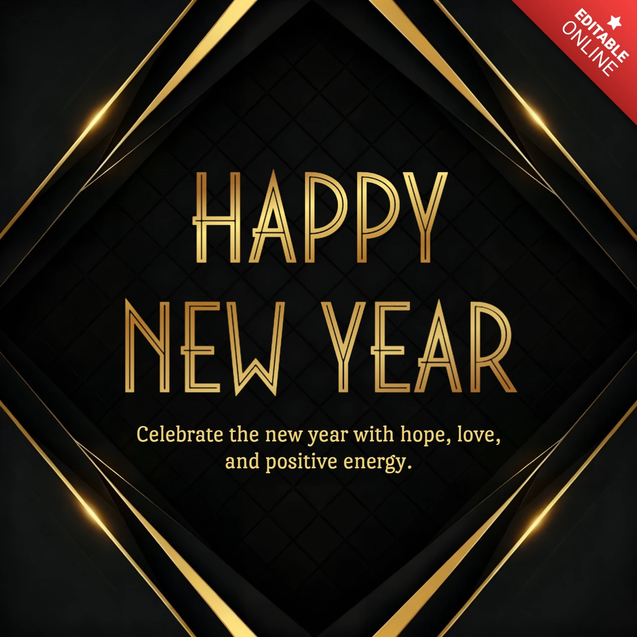 Minimalist Elegant New Year Celebration Template Design with Gold Accents for Greeting Cards