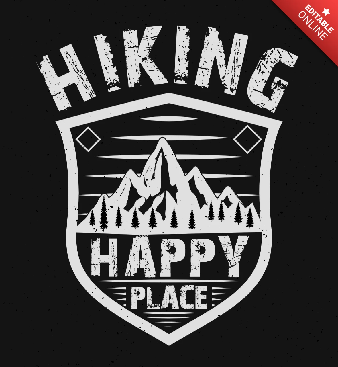 T-shirt ontwerpsjabloon Hiking happy place
