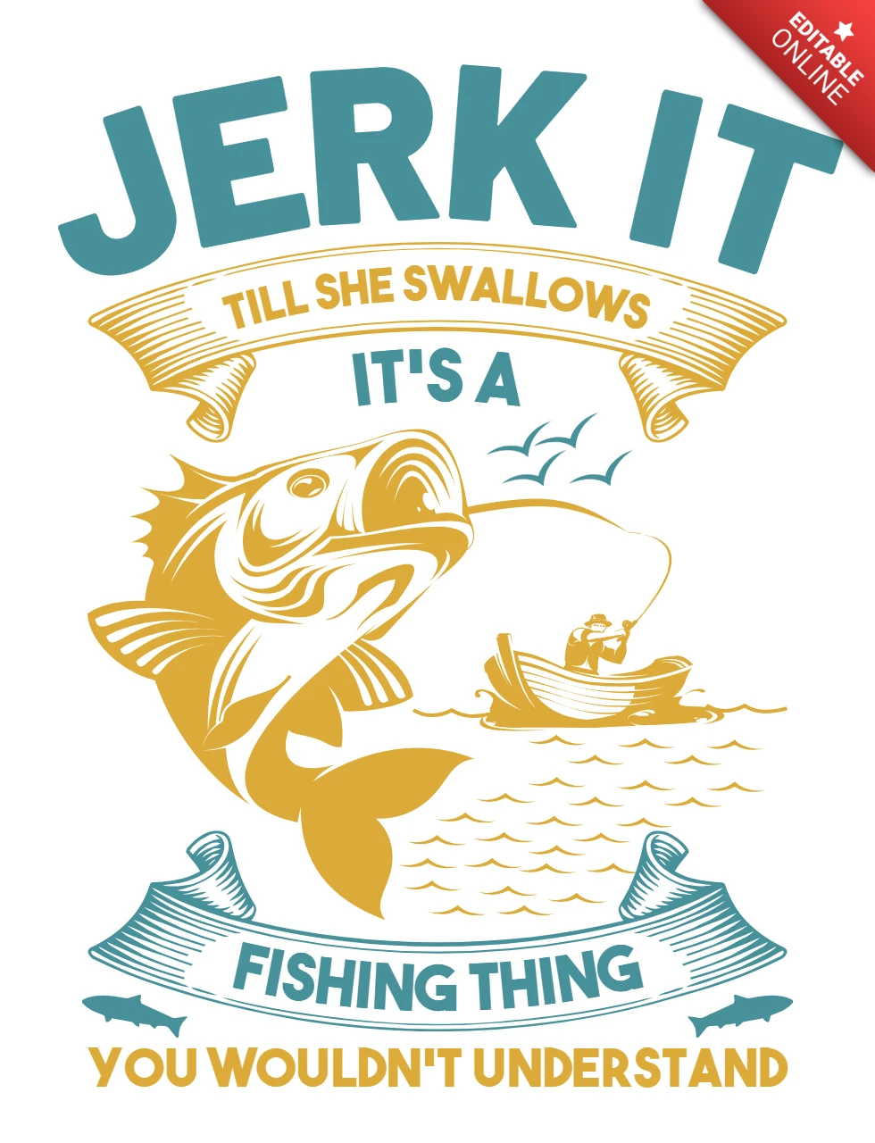 Vintage balıkçılık mizah tasarım şablonu: tişörtler için 'jerk it' grafiği