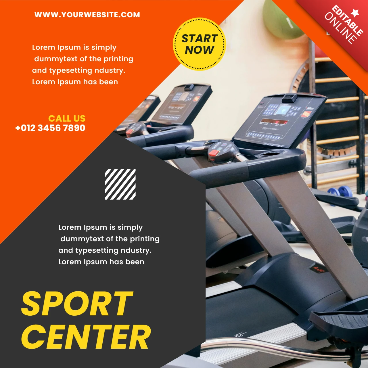 Sport Center Promotional Geometric Social Media Post Design Template