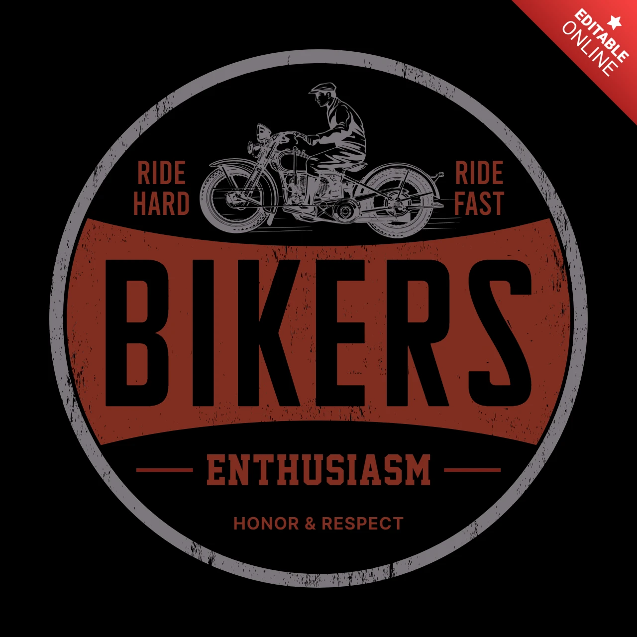 Motorcuların coşkusu vintage tişört tasarım şablonu