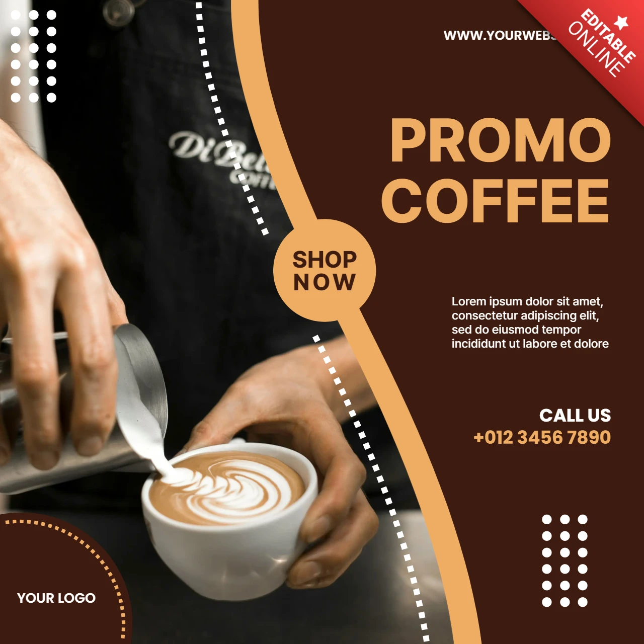 Modelo de design de postagem promocional de mídia social Cappuccino
