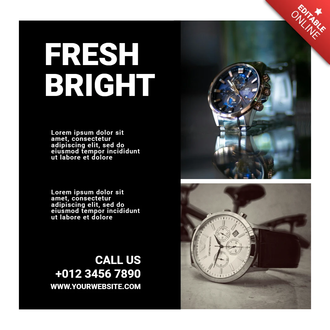 Klassiek horloge te koop instagram post ontwerpsjabloon