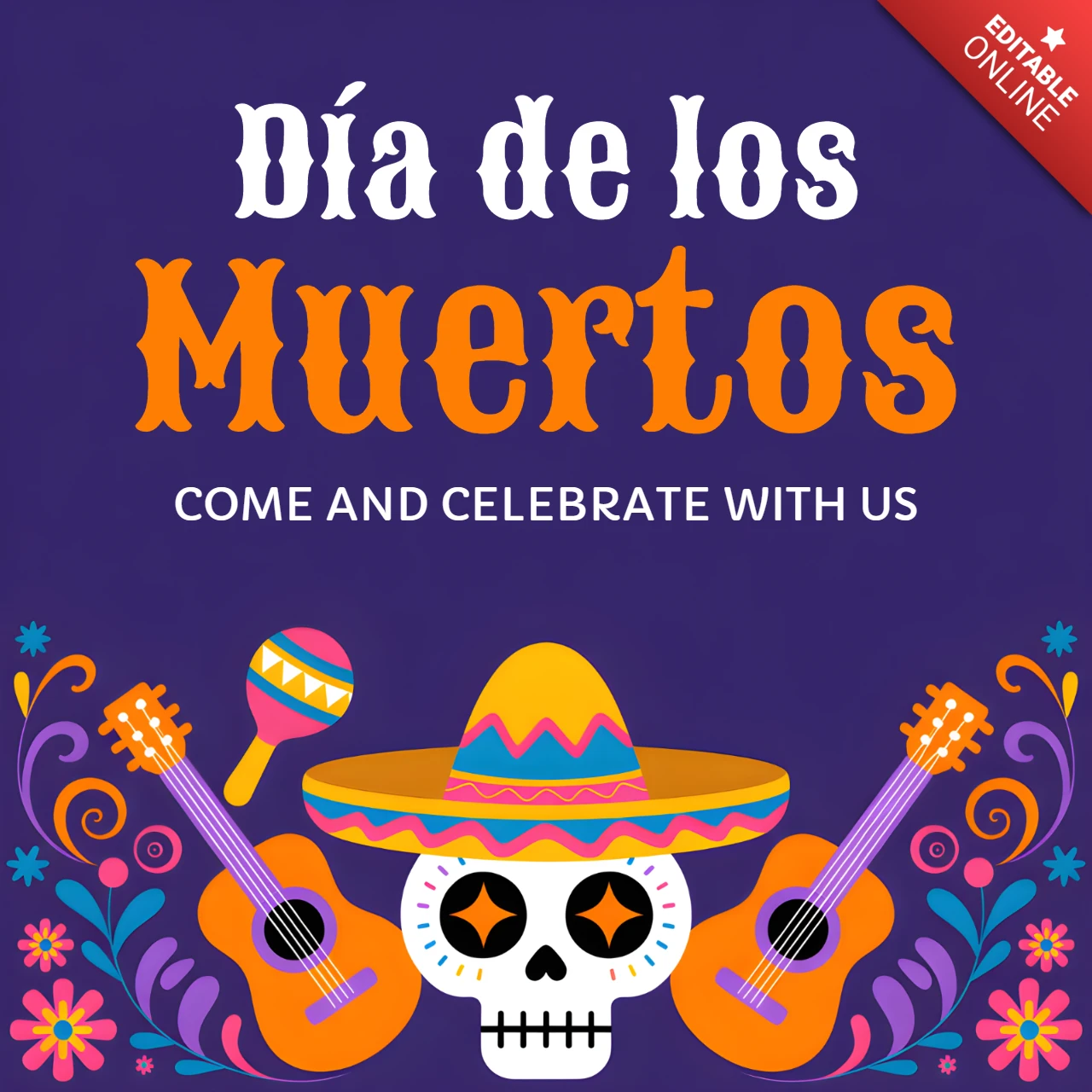 Bunte Día de los Muertos Feier Vorlage für festliche Poster
