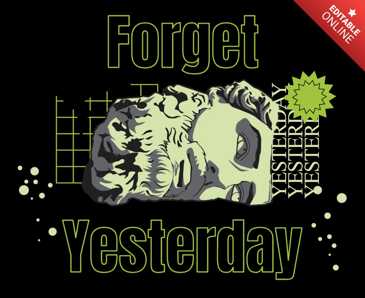Retro Graphic Design Template with Statue for Apparel