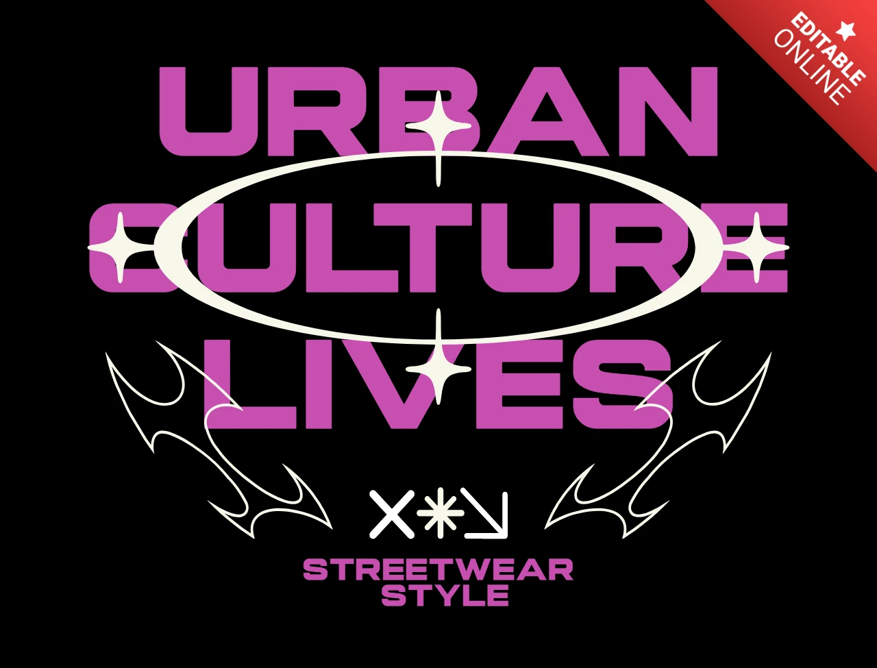 "stedelijke cultuur leeft straatmode stijl met gedurfde graphics & symbolische energie t-shirt ontwerp sjabloon"